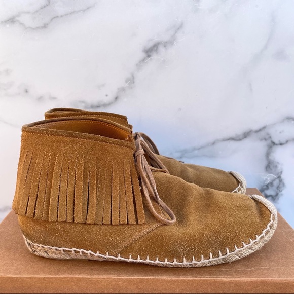 Saint Laurent Tan Suede Fringe Espadrille desert boot booties IT 39.5 US 9.5 - Picture 8 of 16